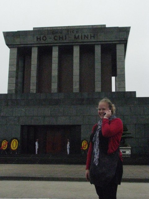 Calling mum in front of Ho Chi Minh Mauzoleum