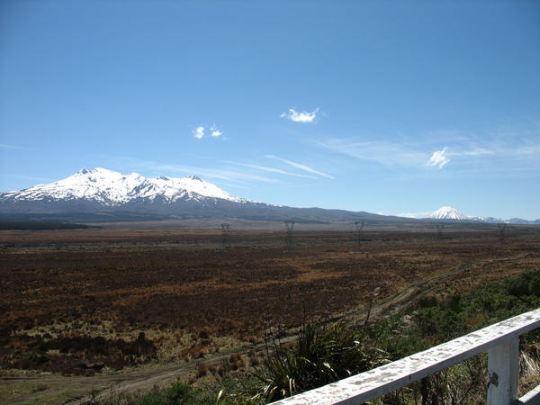 Mount Ruapehu and Mount Ngauruhoe in the background