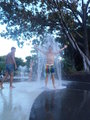 Having fun in the kids fountain
