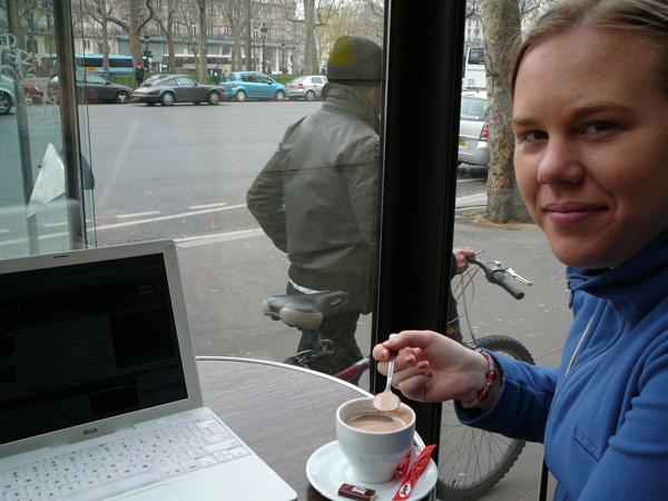 Alicia Enjoying Yet Another Chocolate Chaud in Paris 