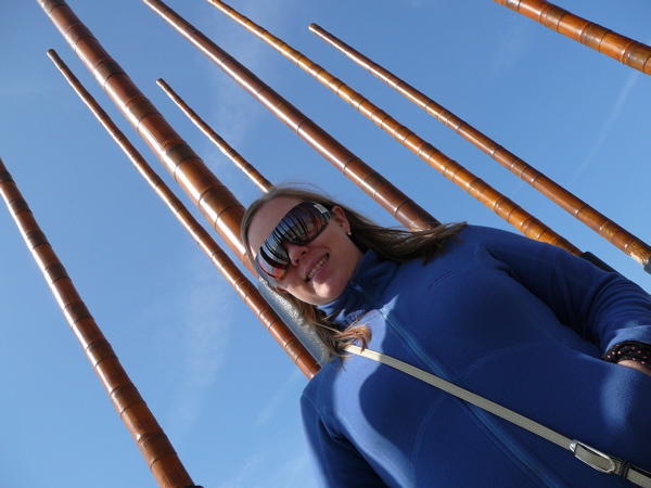 Alicia Standing in the Bamboo Wind Chime