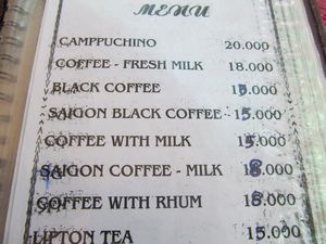 Le prix moyen d'un café au Viet-Nam