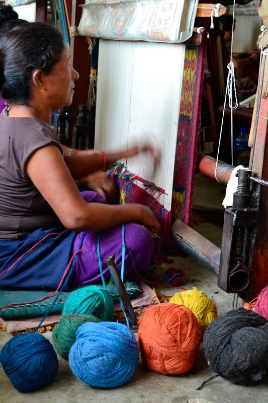Tibetan refugees; hand woven rugs