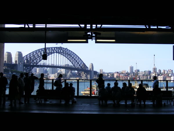 Sydney harbour bridge from railway platform