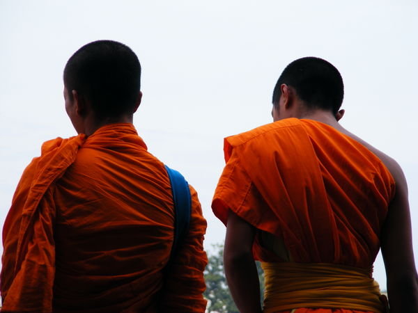 Monks waiting for riverboat