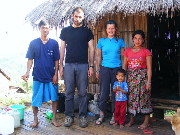Village family we stayed with and Iker, trekking mate
