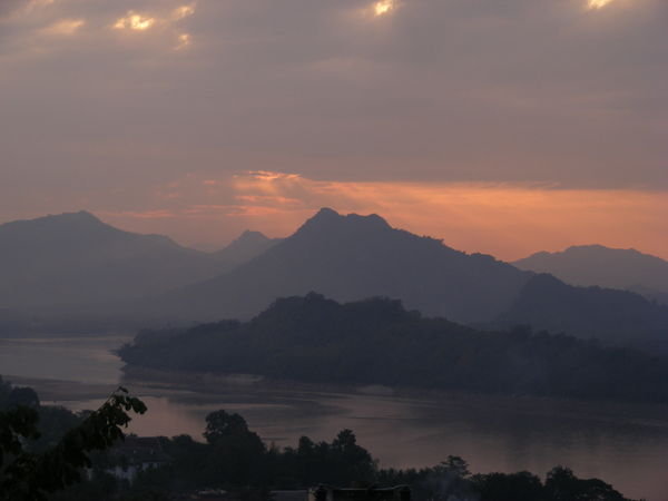 Sunset over the Mekong from the hill in Luang Prabang