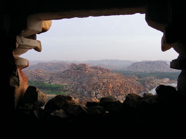 Hampi landscape from inside temple