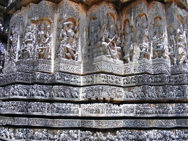 Very intricate temple carvings at Halebid