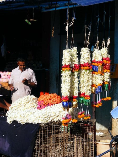 Flower garlands for sale everywhere