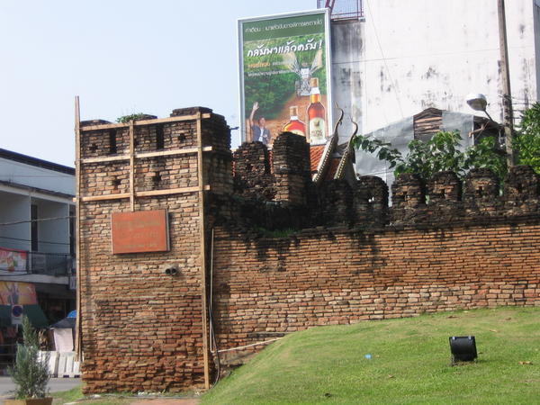 Ancient Castle Walls and Liqour Ads