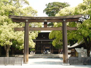 One of many Torii gates at Meiji Shrine