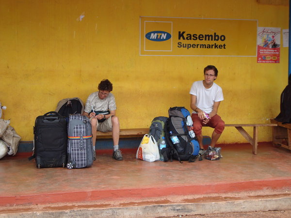 Tobi and Monica Waiting for the Bus In Kasama