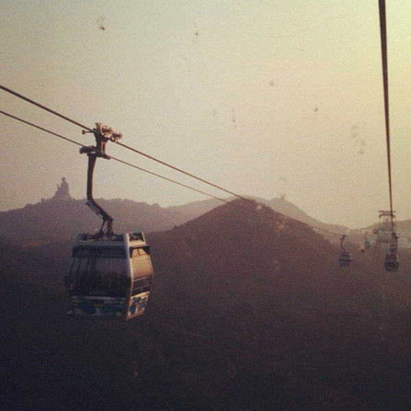 Glass bottom cable car ride to Ngong Ping.