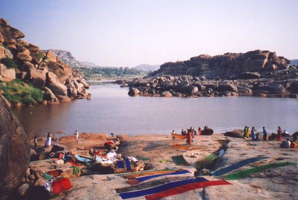 Colourful Saris out to Dry, Hampi