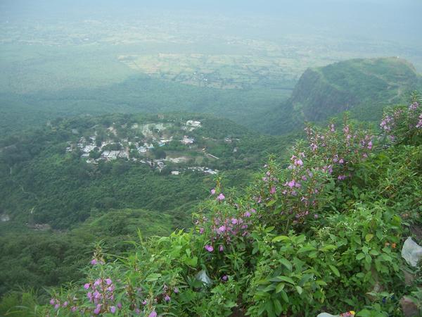 Looking down to my hotel, Pavagadh Hill