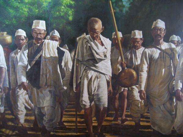 Ghandi setting off on the Salt March