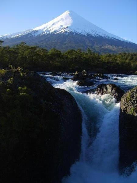 Waterfalls watched over by the majestic Volcan Osorno