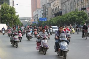 A fleet of motorcyclists 