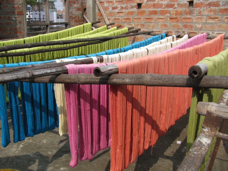 Silk Yarns drying in the sun