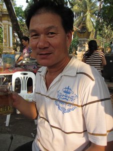 Man in a Next T-Shirt at the Laos Party!