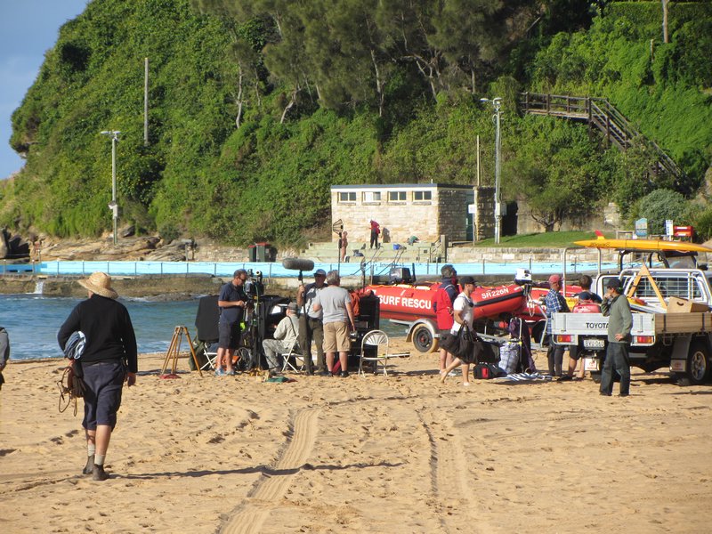 Filming on the beach