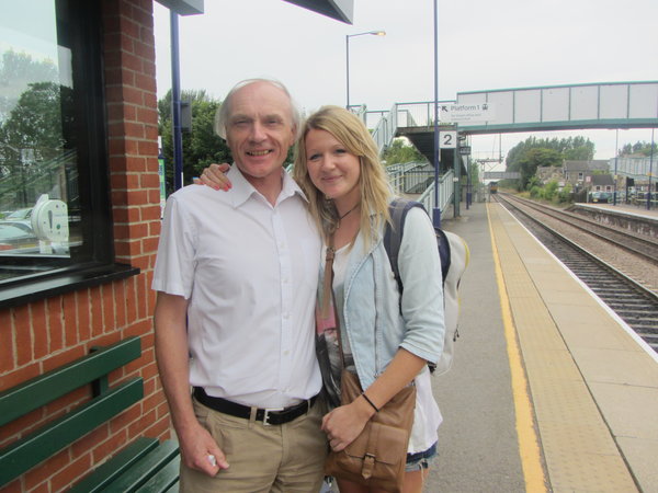 Saying "See ya Later" to Dad at Brough Station - no tears!