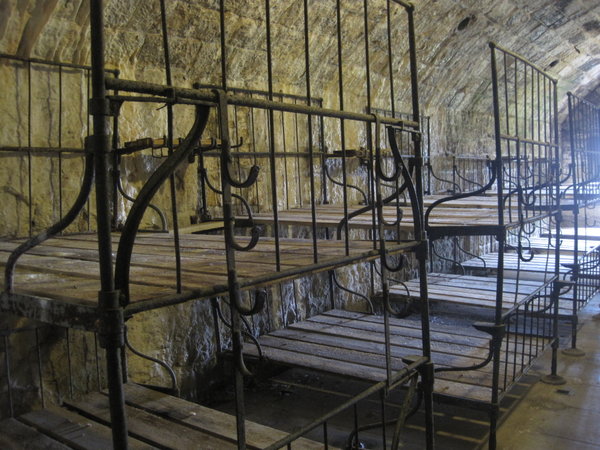 Underground. The beds of the soldiers