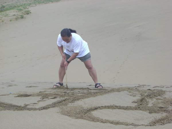 dad decided to write on the sand...