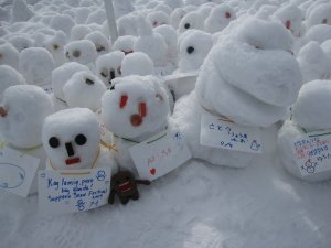 a whole big group of snowmen