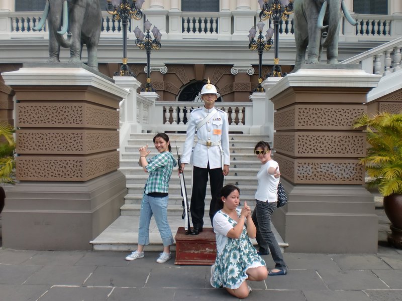 posin with guards