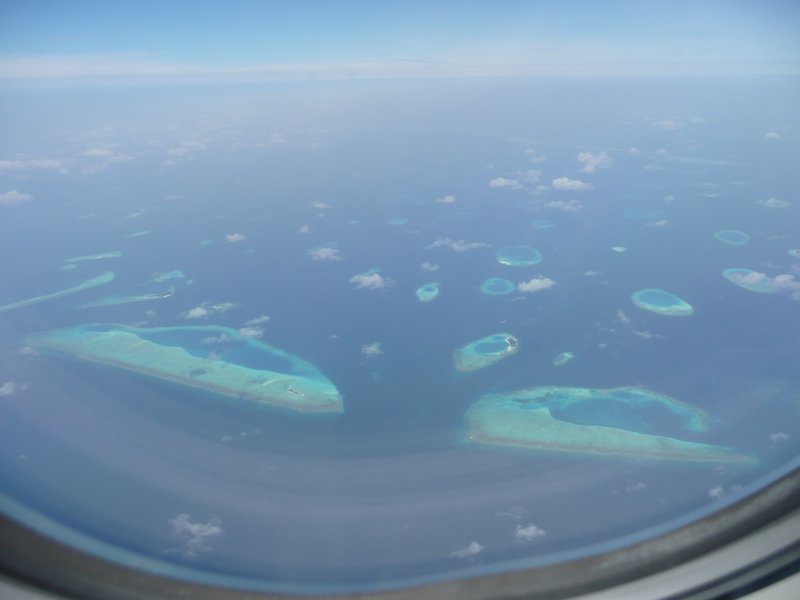 The view of the Maldives from the plane/