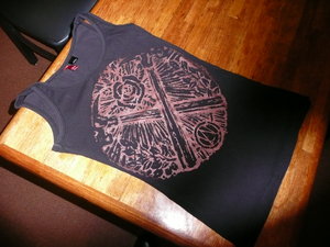 My newly printed t-shirt, care of strange midnight silk-printing artist guy at the hostel.