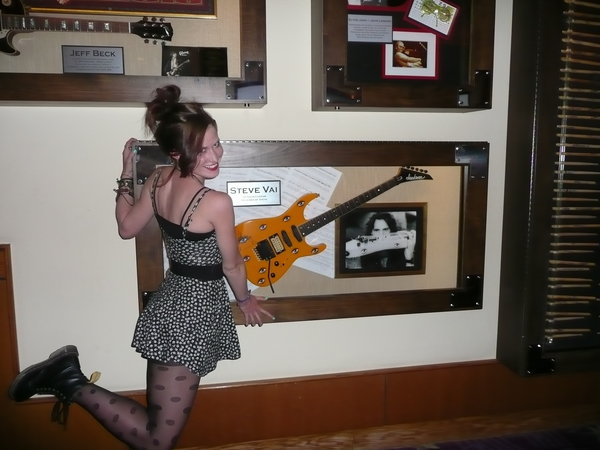 Me with Steve Vai's guitar in the Hard Rock Hotel.