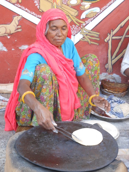 Woman making Naan