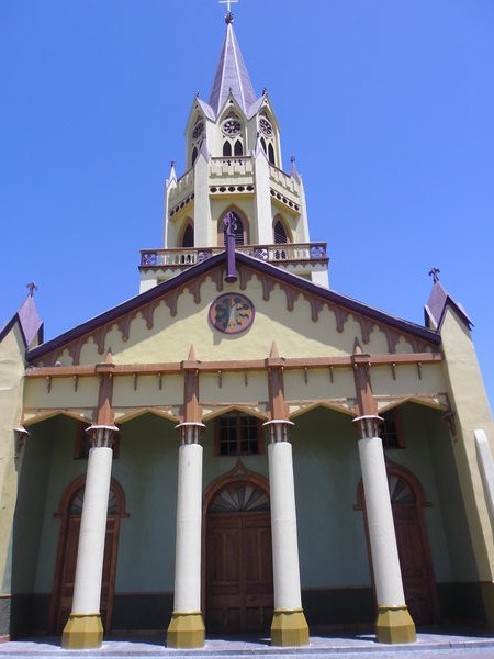 The rather colourful church in Caldera