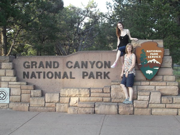 Mum and I by the Grand Canyon Park Sign