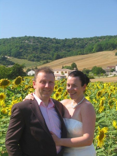 Sharon, Tommy and sunflowers