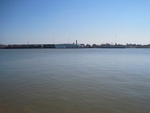 View across the river from Mardi Gras World