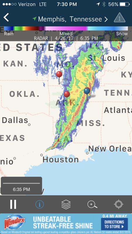 storm map courtesy weatherbug.  We were blue dot