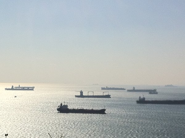 Container ships in Busan