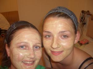 Us living it up in Bangkok on a Friday night....doing face masks!!