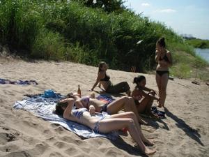 Girls on beach - Don Det island