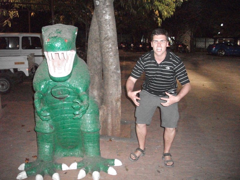 Mark and actual dinosaur