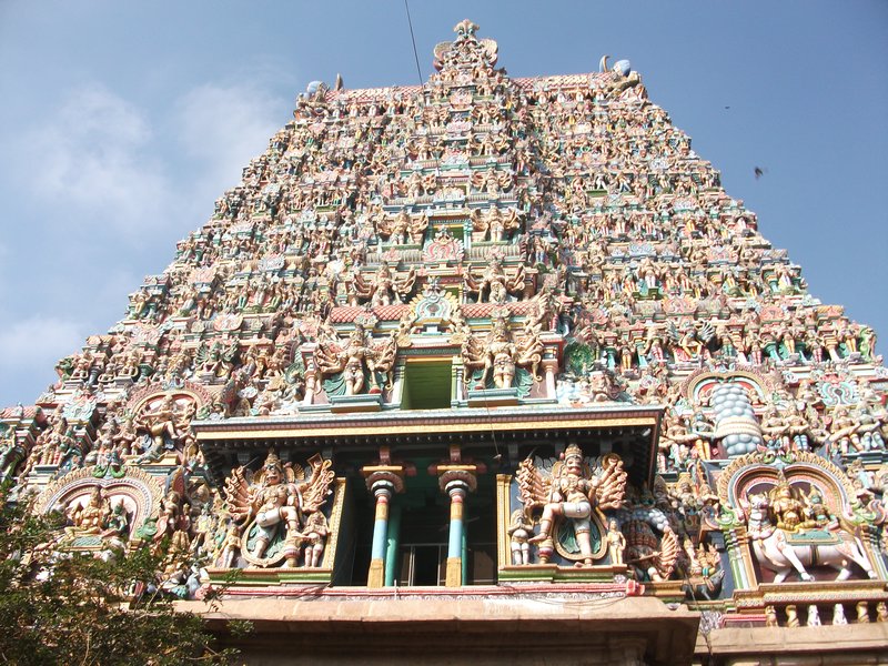 The west gate at Meenakshi Sundareswarar Temple