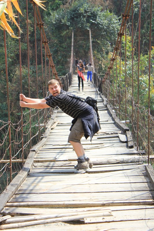 Me on the dodgy bridge