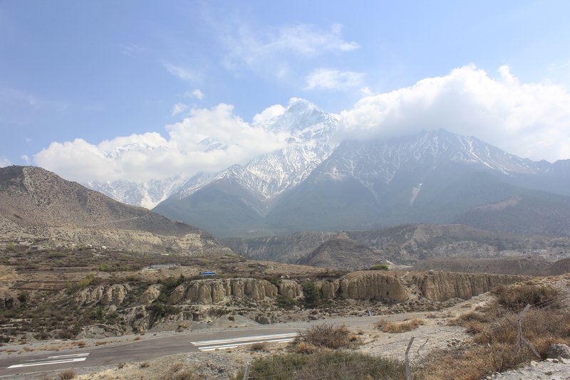 View of Annapurna 3 and Jomsom airport