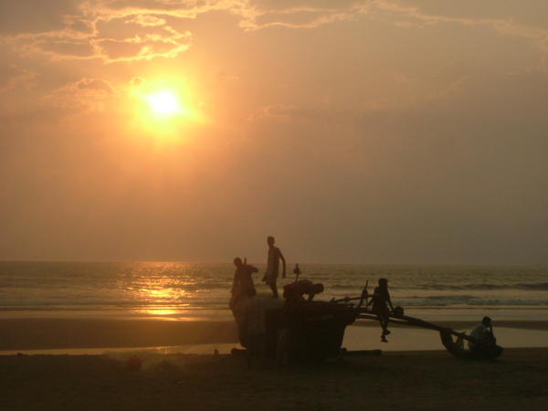 Fishermen by sunset