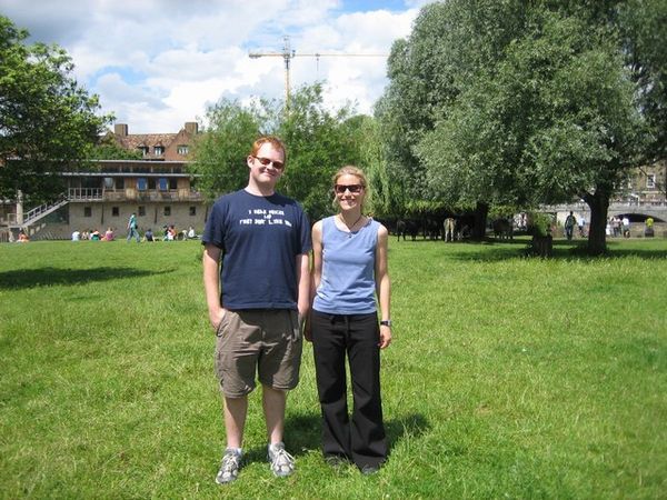 Alex and Rachel on the village green