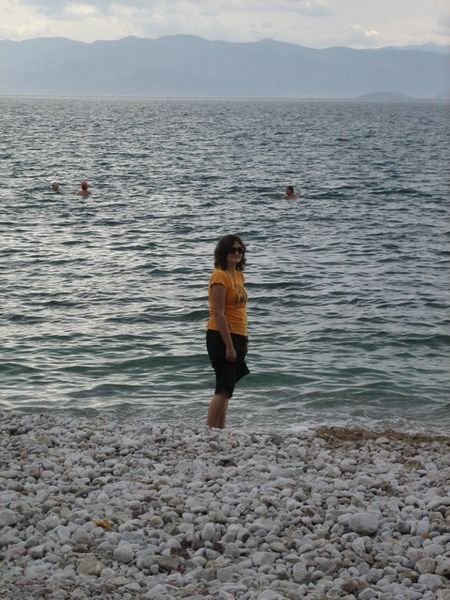 Jen paddling in the Med